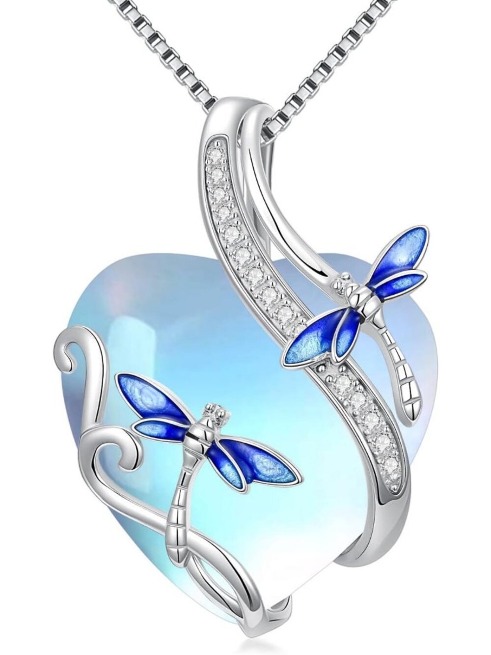 Sterling Silver Moonstone Dragonfly Butterfly Turtle Hummingbird Necklace for